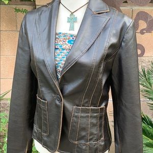 Charlotte Russe brown leather distressed jacket